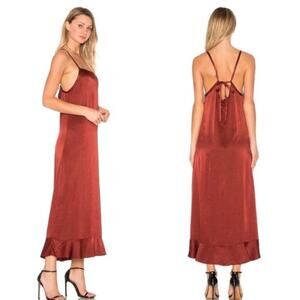 NEW Lacausa Arcadian Lucky Red Satin Midi Dress Size Small